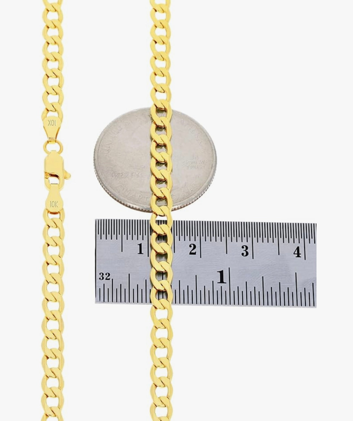 10K Yellow Gold Curb Link Chain 4mm