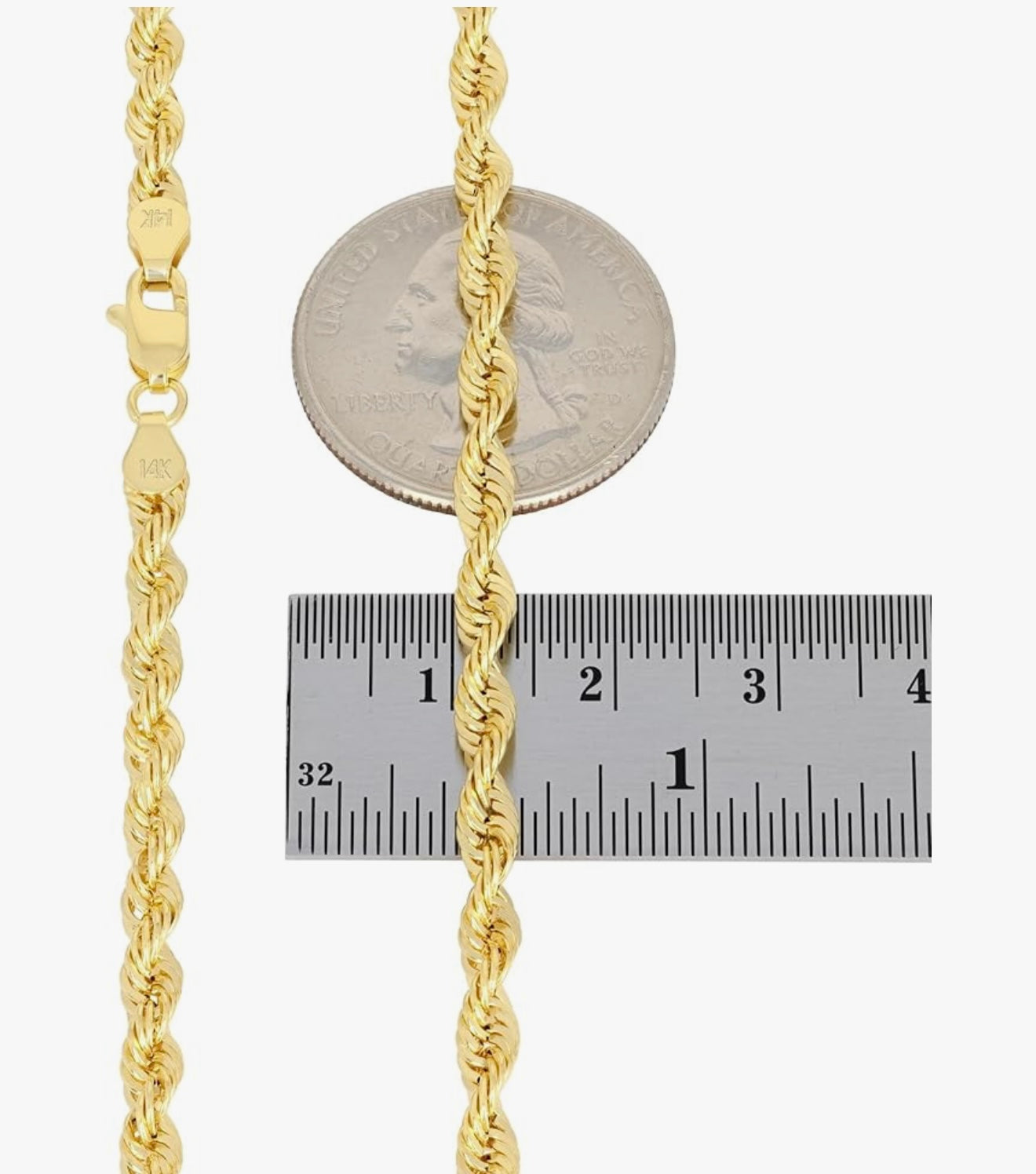 10k Yellow Gold Rope Link Chain 4mm