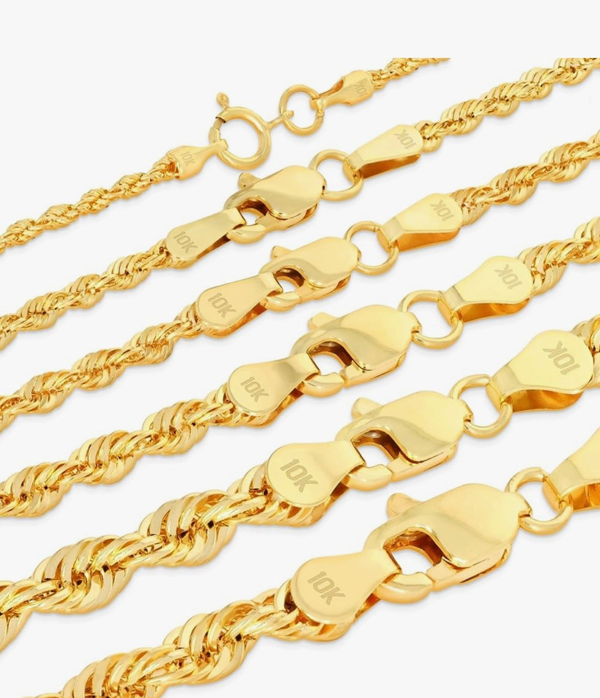 10k Yellow Gold Rope Link Chain 4mm